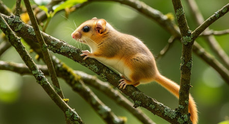 Squirrel on a tree branch in the rainforest of Costa Rica