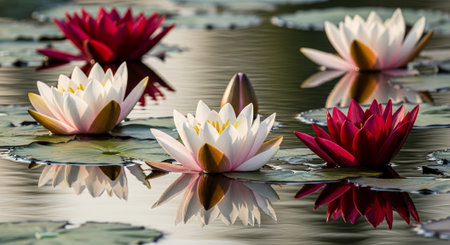 Nature Growth and Blooming Flowers Collection â Seedlings, Lotus Water Lilies, Roses, Sunflowers, Tulips, Lavender Fields and Garden Landscapes.の写真素材