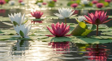 Nature Growth and Blooming Flowers Collection â Seedlings, Lotus Water Lilies, Roses, Sunflowers, Tulips, Lavender Fields and Garden Landscapes.の写真素材