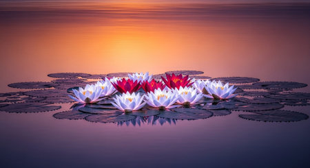 Nature Growth and Blooming Flowers Collection â Seedlings, Lotus Water Lilies, Roses, Sunflowers, Tulips, Lavender Fields and Garden Landscapes.の写真素材