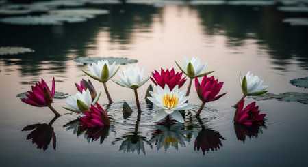 Nature Growth and Blooming Flowers Collection â€“ Seedlings, Lotus Water Lilies, Roses,...