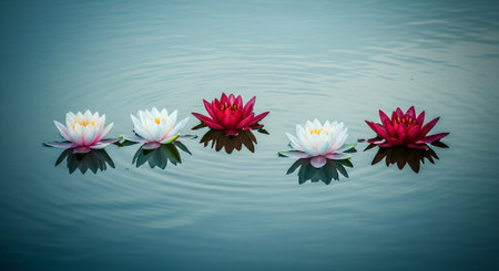 Nature Growth and Blooming Flowers Collection â Seedlings, Lotus Water Lilies, Roses, Sunflowers, Tulips, Lavender Fields and Garden Landscapes.の写真素材