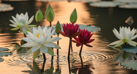 Nature Growth and Blooming Flowers Collection â€“ Seedlings, Lotus Water Lilies, Roses,...