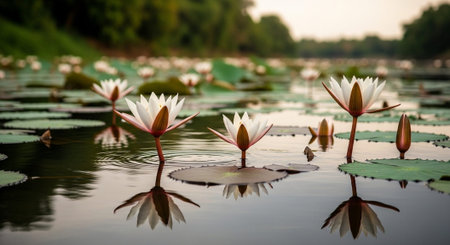 Nature Growth and Blooming Flowers Collection â Seedlings, Lotus Water Lilies, Roses, Sunflowers, Tulips, Lavender Fields and Garden Landscapes.の写真素材