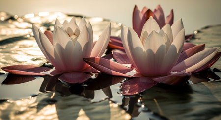 Nature Growth and Blooming Flowers Collection â Seedlings, Lotus Water Lilies, Roses, Sunflowers, Tulips, Lavender Fields and Garden Landscapes.の写真素材