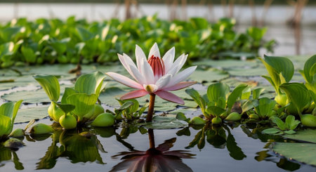 Nature Growth and Blooming Flowers Collection â Seedlings, Lotus Water Lilies, Roses, Sunflowers, Tulips, Lavender Fields and Garden Landscapes.の写真素材
