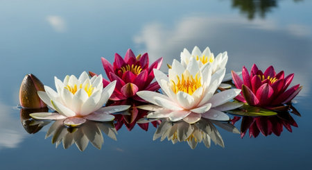 Nature Growth and Blooming Flowers Collection â Seedlings, Lotus Water Lilies, Roses, Sunflowers, Tulips, Lavender Fields and Garden Landscapes.の写真素材