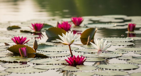 Nature Growth and Blooming Flowers Collection â Seedlings, Lotus Water Lilies, Roses, Sunflowers, Tulips, Lavender Fields and Garden Landscapes.の写真素材