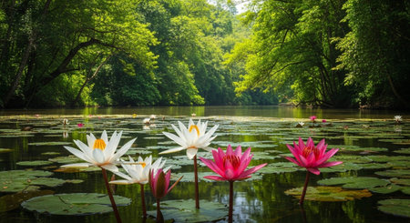 Nature Growth and Blooming Flowers Collection â Seedlings, Lotus Water Lilies, Roses, Sunflowers, Tulips, Lavender Fields and Garden Landscapes.の写真素材