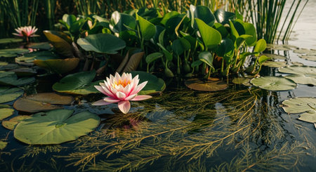 Nature Growth and Blooming Flowers Collection â Seedlings, Lotus Water Lilies, Roses, Sunflowers, Tulips, Lavender Fields and Garden Landscapes.の写真素材