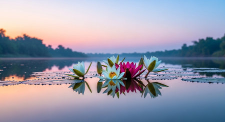 Nature Growth and Blooming Flowers Collection â Seedlings, Lotus Water Lilies, Roses, Sunflowers, Tulips, Lavender Fields and Garden Landscapes.の写真素材