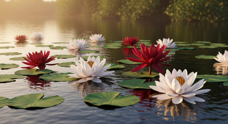 Nature Growth and Blooming Flowers Collection â Seedlings, Lotus Water Lilies, Roses, Sunflowers, Tulips, Lavender Fields and Garden Landscapes.の写真素材