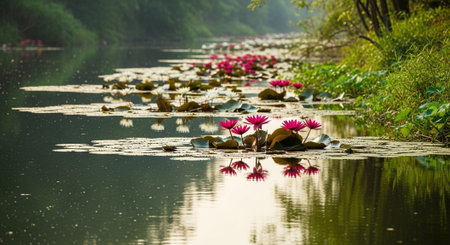 Nature Growth and Blooming Flowers Collection â Seedlings, Lotus Water Lilies, Roses, Sunflowers, Tulips, Lavender Fields and Garden Landscapes.の写真素材