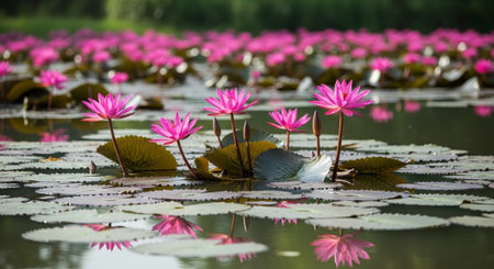 Nature Growth and Blooming Flowers Collection â Seedlings, Lotus Water Lilies, Roses, Sunflowers, Tulips, Lavender Fields and Garden Landscapes.の写真素材