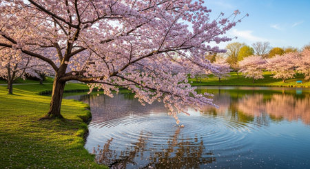 Majestic Trees and Scenic Nature Landscapes in All Seasons with Fantasy and Neon Light Concepts.の写真素材