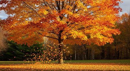 Majestic Trees and Scenic Nature Landscapes in All Seasons with Fantasy and Neon Light Concepts.