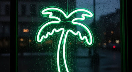 Majestic Trees and Scenic Nature Landscapes in All Seasons with Fantasy and Neon Light Concepts.の写真素材