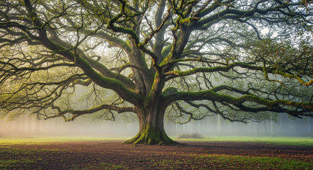 Majestic Trees and Scenic Nature Landscapes in All Seasons with Fantasy and Neon Light Concepts.