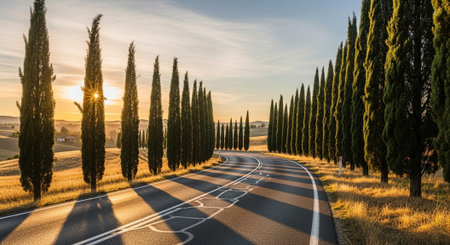 Majestic Trees and Scenic Nature Landscapes in All Seasons with Fantasy and Neon Light Concepts.の写真素材