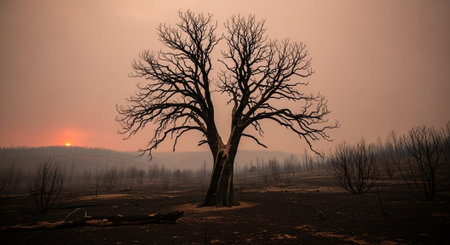 Majestic Trees and Scenic Nature Landscapes in All Seasons with Fantasy and Neon Light Concepts.