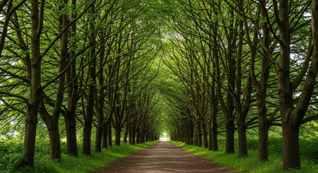 Majestic Trees and Scenic Nature Landscapes in All Seasons with Fantasy and Neon Light Concepts.の写真素材