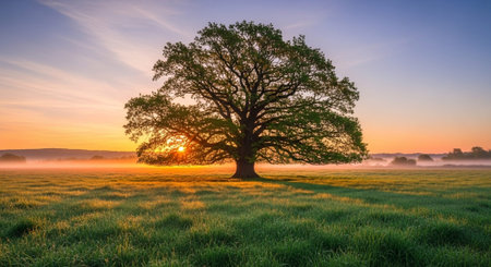 Majestic Trees and Scenic Nature Landscapes in All Seasons with Fantasy and Neon Light Concepts.