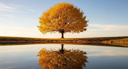 Majestic Trees and Scenic Nature Landscapes in All Seasons with Fantasy and Neon Light Concepts.