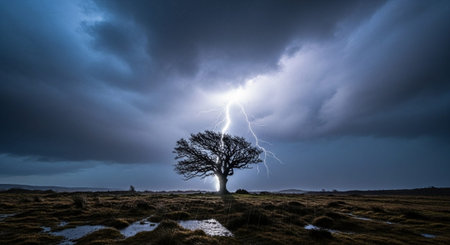 Majestic Trees and Scenic Nature Landscapes in All Seasons with Fantasy and Neon Light Concepts.