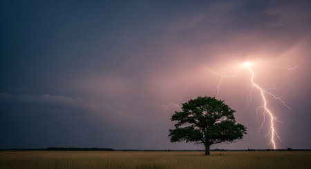 Majestic Trees and Scenic Nature Landscapes in All Seasons with Fantasy and Neon Light Concepts.
