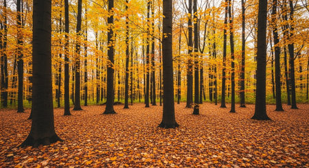 Majestic Trees and Scenic Nature Landscapes in All Seasons with Fantasy and Neon Light Concepts.の写真素材