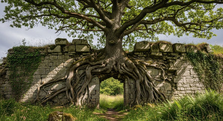Majestic Trees and Scenic Nature Landscapes in All Seasons with Fantasy and Neon Light Concepts.