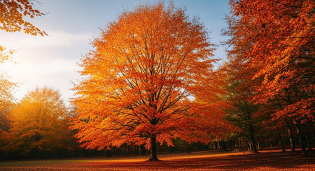 Majestic Trees and Scenic Nature Landscapes in All Seasons with Fantasy and Neon Light Concepts.