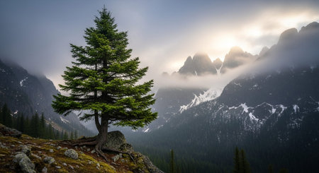 Majestic Trees and Scenic Nature Landscapes in All Seasons with Fantasy and Neon Light Concepts.