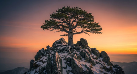 Majestic Trees and Scenic Nature Landscapes in All Seasons with Fantasy and Neon Light Concepts.