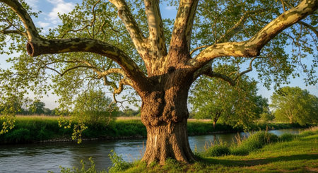 Majestic Trees and Scenic Nature Landscapes in All Seasons with Fantasy and Neon Light Concepts.