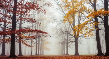 Majestic Trees and Scenic Nature Landscapes in All Seasons with Fantasy and Neon Light Concepts.
