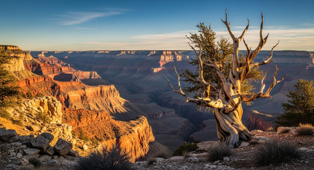 Majestic Trees and Scenic Nature Landscapes in All Seasons with Fantasy and Neon Light Concepts.