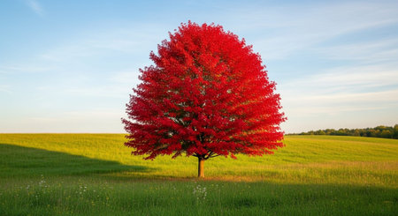 Majestic Trees and Scenic Nature Landscapes in All Seasons with Fantasy and Neon Light Concepts.の写真素材