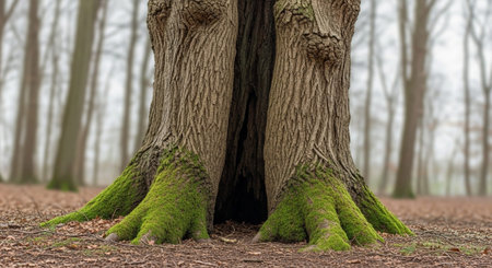 Majestic Trees and Scenic Nature Landscapes in All Seasons with Fantasy and Neon Light Concepts.