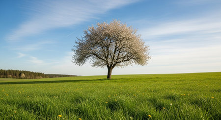 Majestic Trees and Scenic Nature Landscapes in All Seasons with Fantasy and Neon Light Concepts.