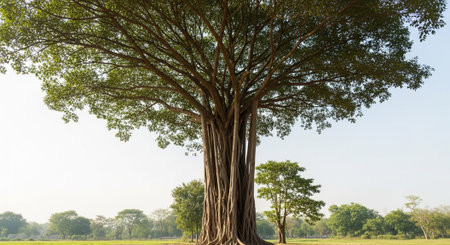 Majestic Trees and Scenic Nature Landscapes in All Seasons with Fantasy and Neon Light Concepts.