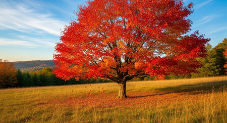 Majestic Trees and Scenic Nature Landscapes in All Seasons with Fantasy and Neon Light Concepts.
