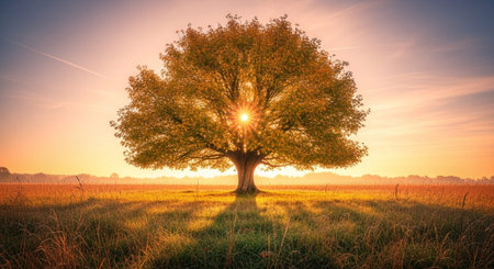 Majestic Trees and Scenic Nature Landscapes in All Seasons with Fantasy and Neon Light Concepts.