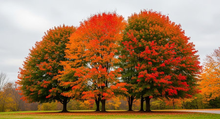 Majestic Trees and Scenic Nature Landscapes in All Seasons with Fantasy and Neon Light Concepts.