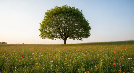 Majestic Trees and Scenic Nature Landscapes in All Seasons with Fantasy and Neon Light Concepts.