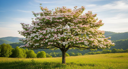 Majestic Trees and Scenic Nature Landscapes in All Seasons with Fantasy and Neon Light Concepts.の写真素材