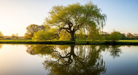Majestic Trees and Scenic Nature Landscapes in All Seasons with Fantasy and Neon Light Concepts.