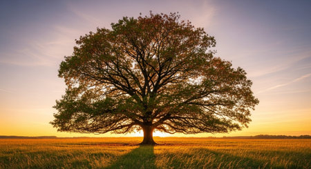Majestic Trees and Scenic Nature Landscapes in All Seasons with Fantasy and Neon Light Concepts.