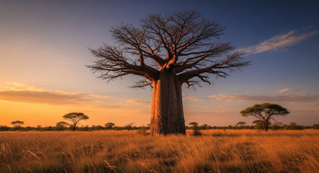 Majestic Trees and Scenic Nature Landscapes in All Seasons with Fantasy and Neon Light Concepts.