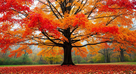 Majestic Trees and Scenic Nature Landscapes in All Seasons with Fantasy and Neon Light Concepts.